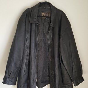 Men's LEATHER JACKET COAT Sz 4XB Lined M. SERAFINO